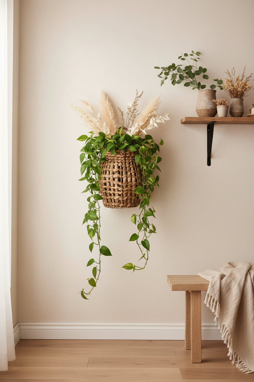 Rattan Hanging Wall Basket | 16.5"H
