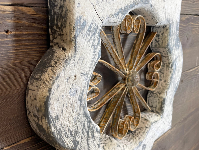 Ojo Farmhouse Wall-12.5 in-Wood & Iron-Vintage White