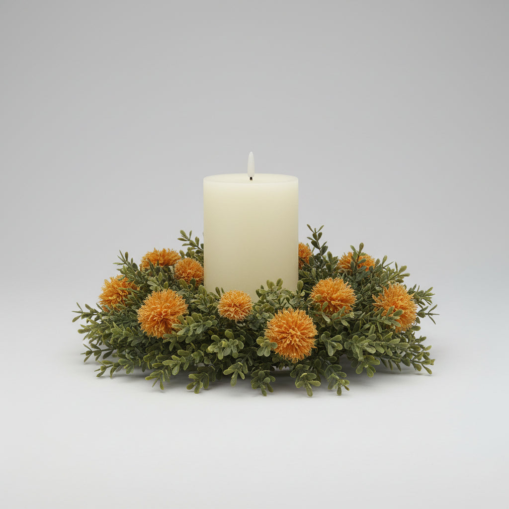 Yellow Billy Buttons Candle Ring