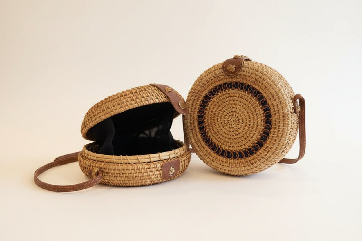 Natural Rattan Woven Shoulder Bags