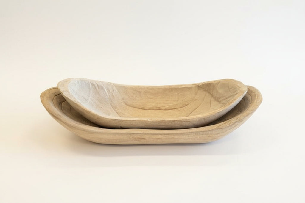 Wooden Boat-Shaped Fruit Platters