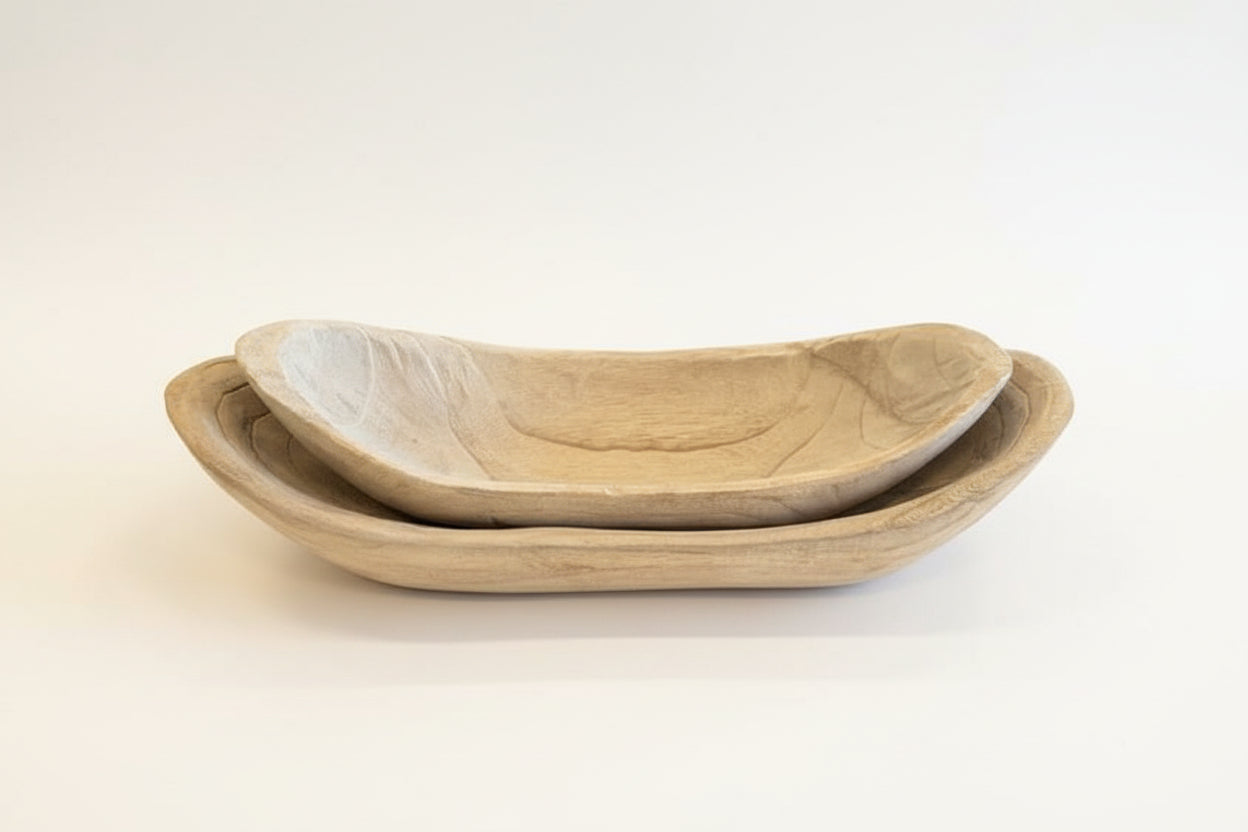 Wooden Boat-Shaped Fruit Platters