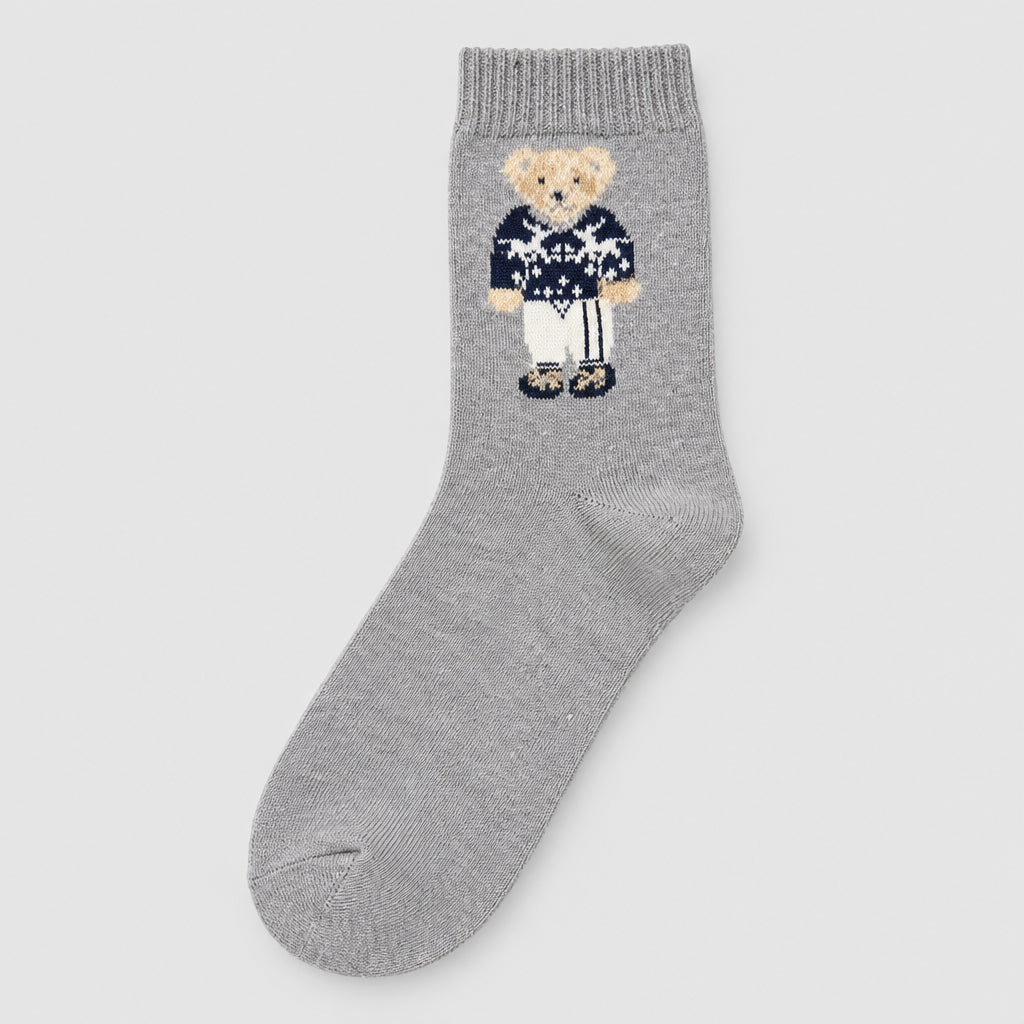 Vintage Bear Fleece-Lined Mid-Calf Socks