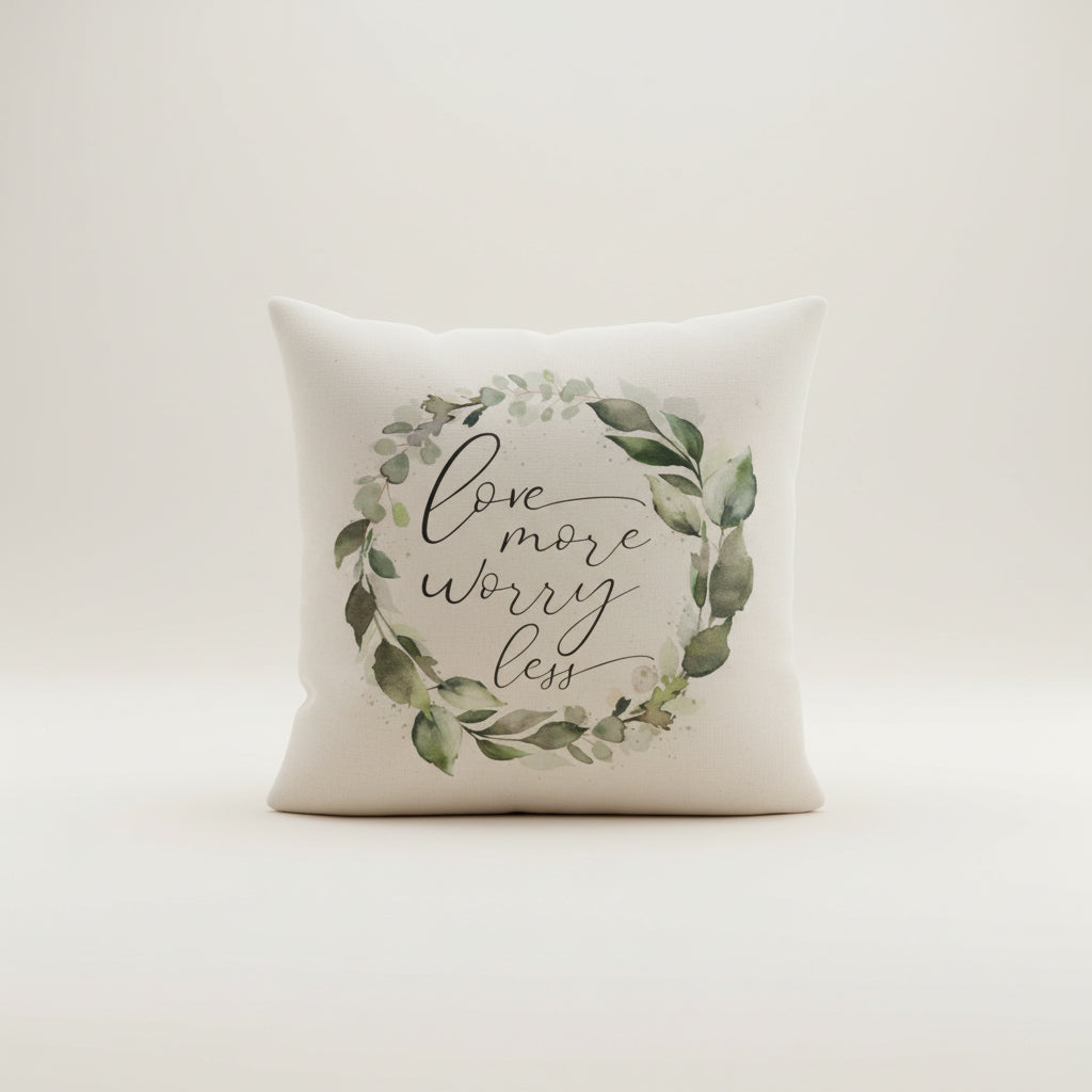 Love More Worry Less Throw Pillow