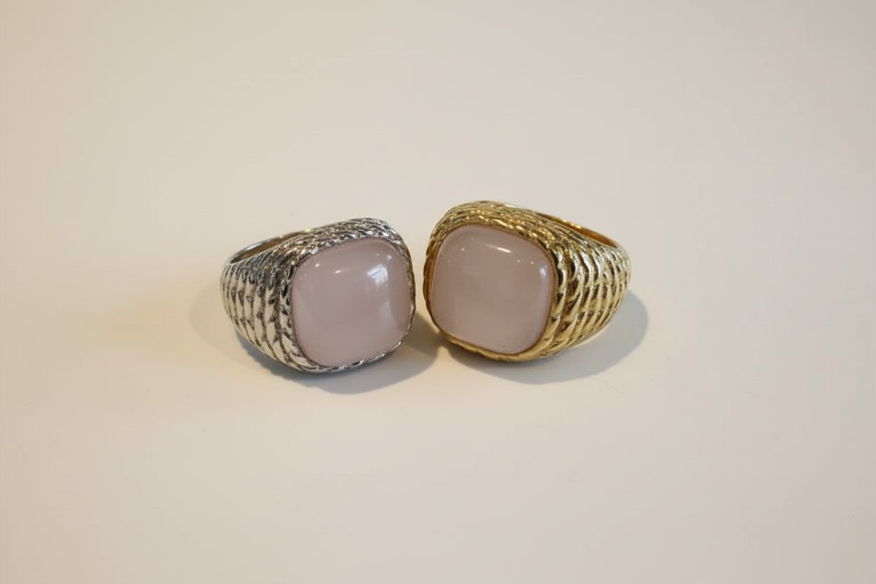 Tiger's Eye Pink Crystal Rings