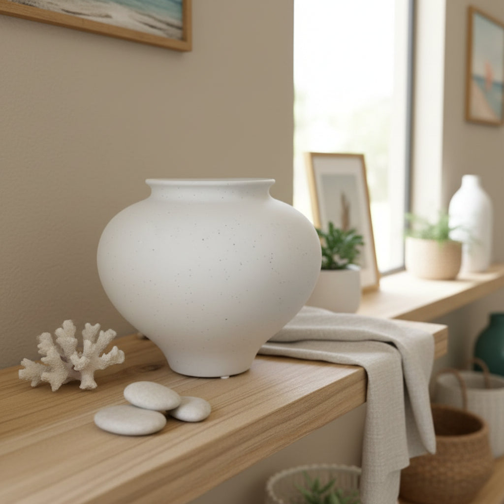 White Round Ceramic Moon Vase