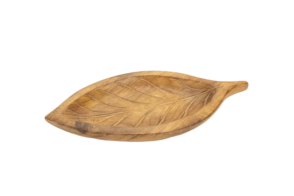 Large Hand Carved Leaf Tray