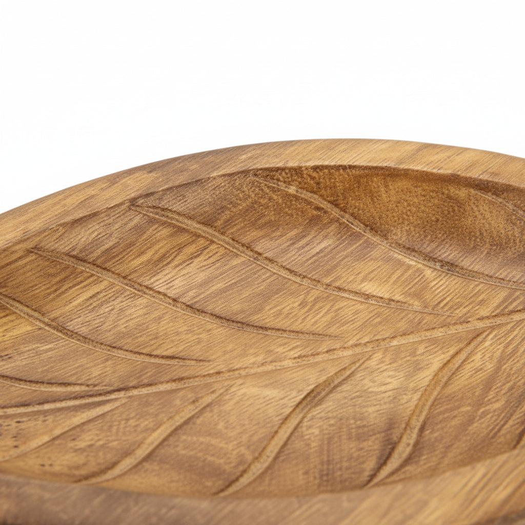Large Hand Carved Leaf Tray
