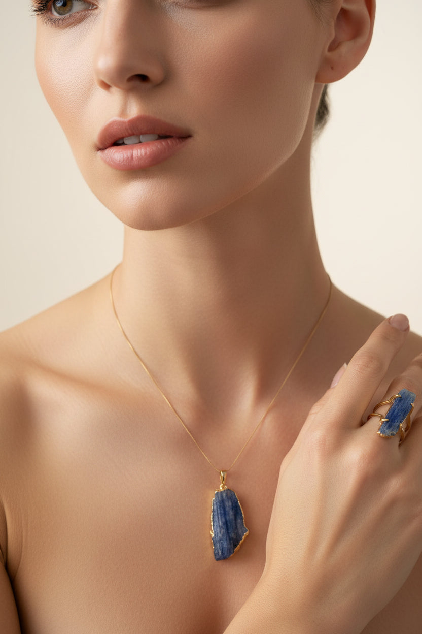 PHOEBE’S Kyanite Necklace &amp; Ring Set | Balance Stone Collection