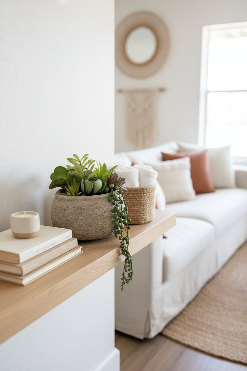 Small Rounded Faux Concrete Potted Succulents