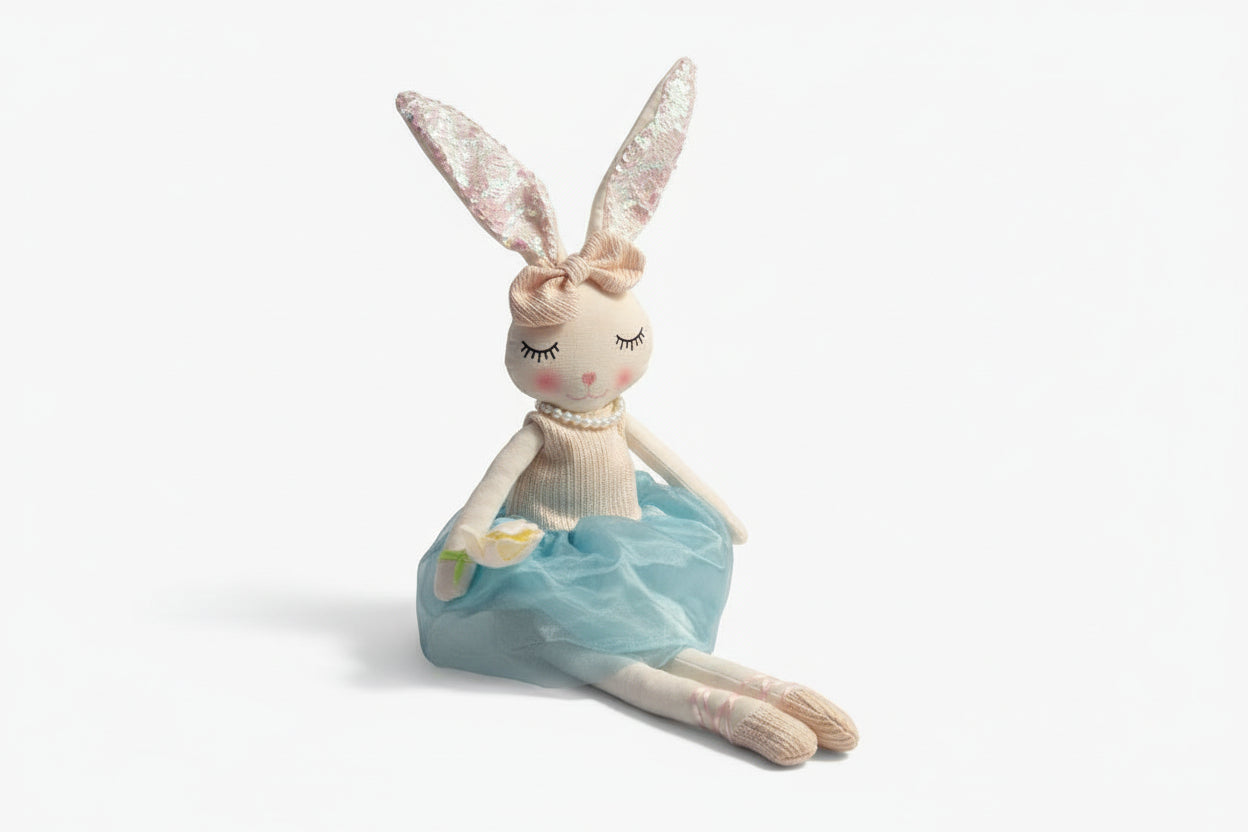 White Spring Time Floral Bunny