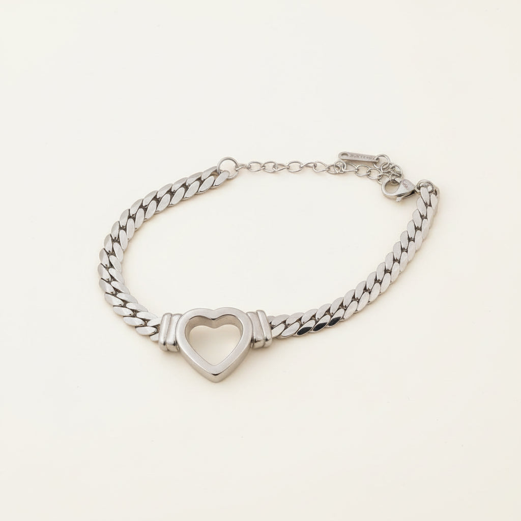 Stainless Steel Heart Chain Bracelet