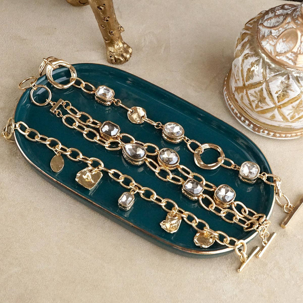 Brilliant Bond – Statement Chain Bracelets with Reflective Crystals