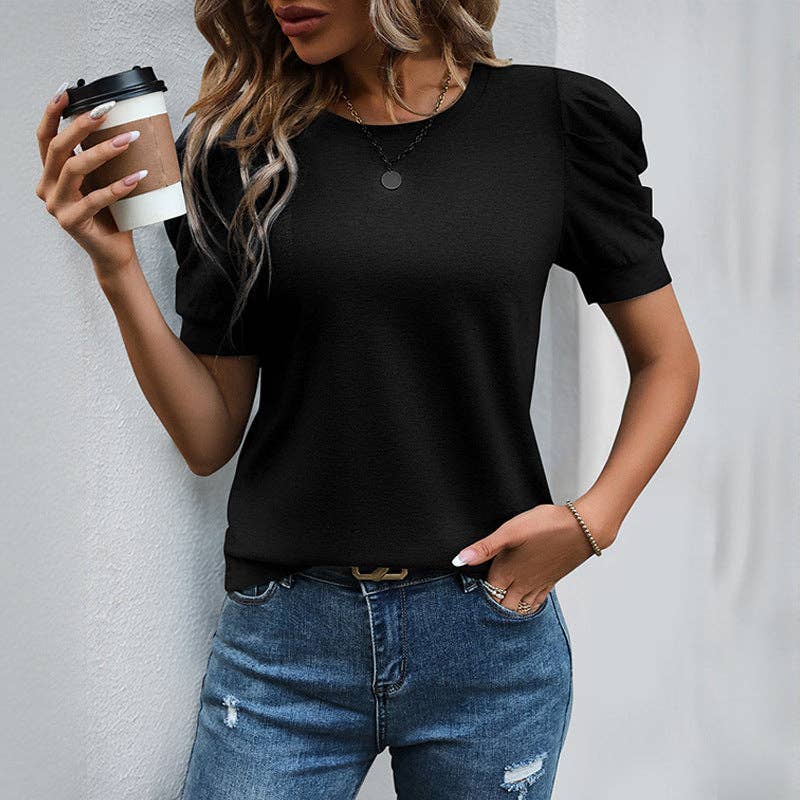 Casual Bubble Sleeve T-shirt