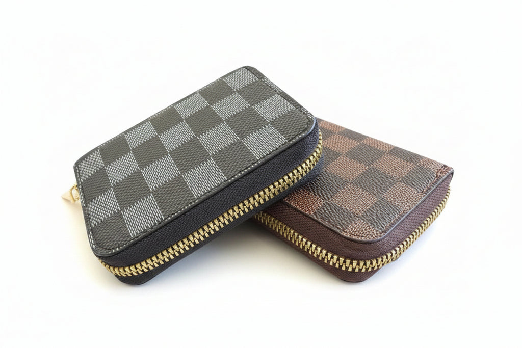 PU Leather Checkered Wallets