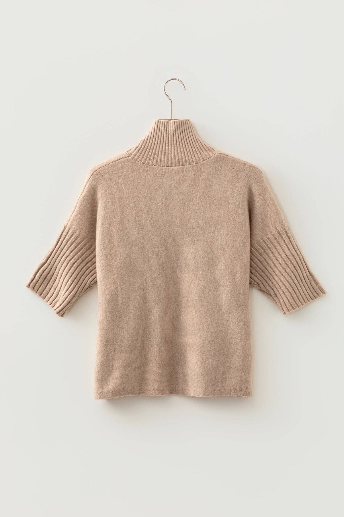 Mock Neck Ribbed Short Sleeve Sweater Top