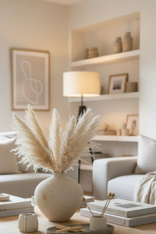 Beige Texture Round Moon Vase