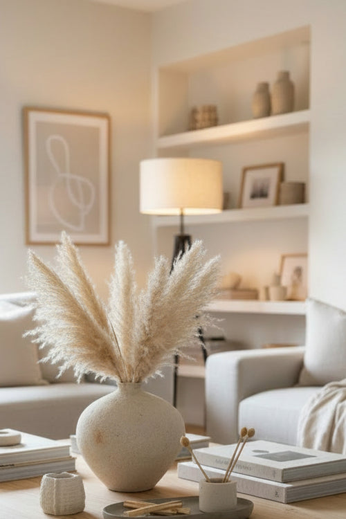 Beige Texture Round Moon Vase