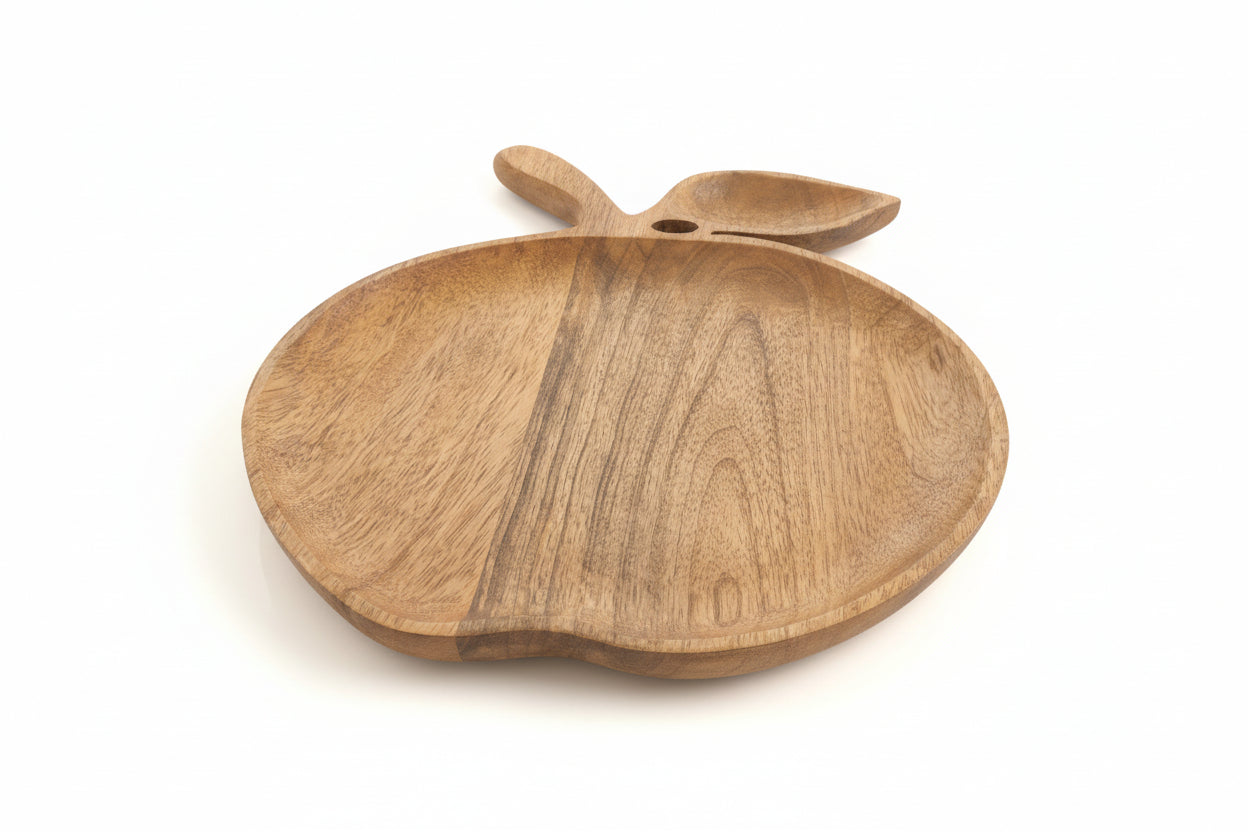 Apple Shaped Mango Wood Tray