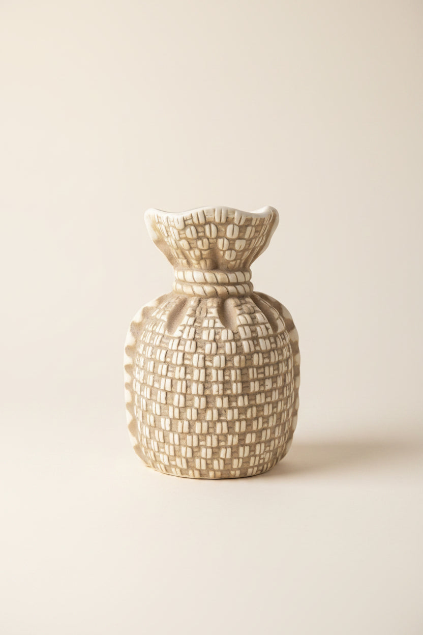 Woven Textured Ceramic Bag Vase