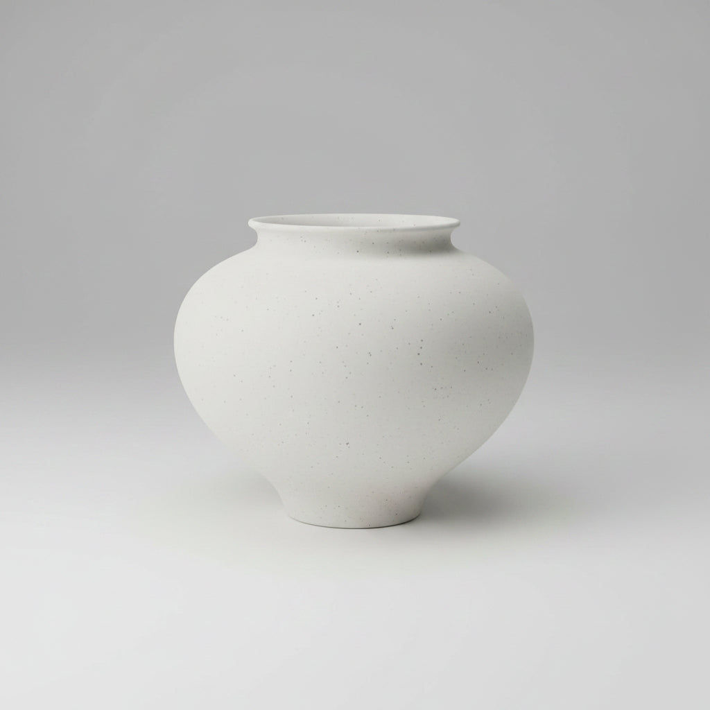 White Round Ceramic Moon Vase