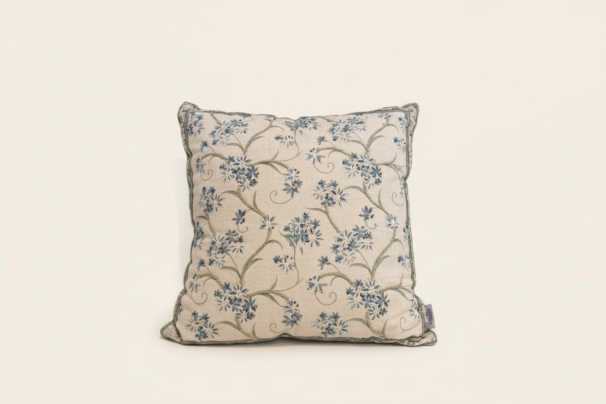 Blue Spring Floral Throw Pillow
