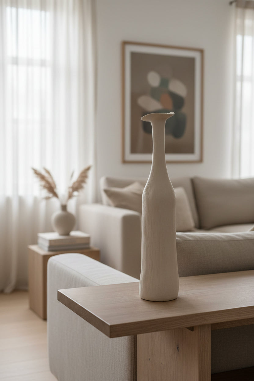 Minimalist Morandi Ceramic Vase - White