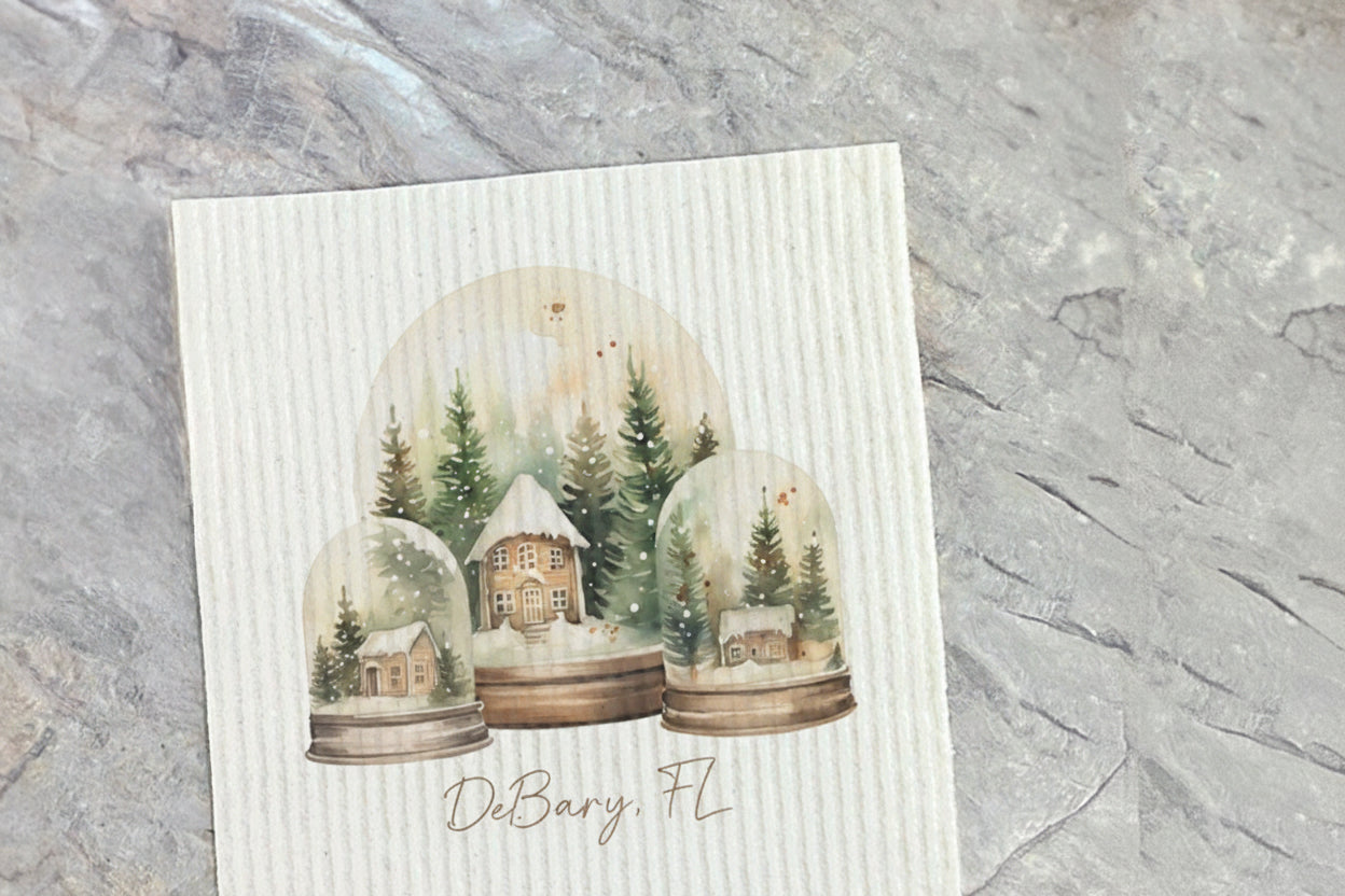 Holiday Snow Globes - Swedish Dish Cloth