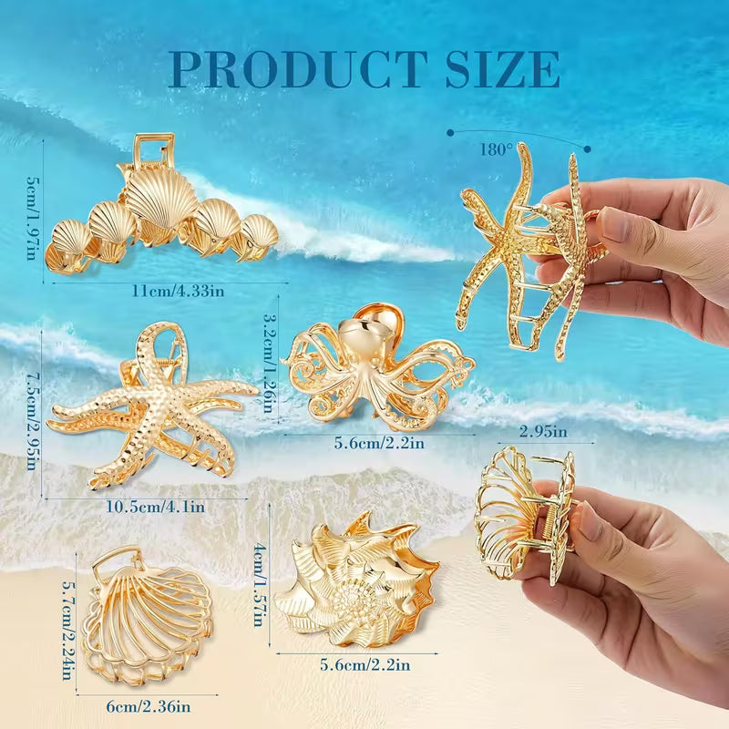 Metal Coastal Hair Claw Clips