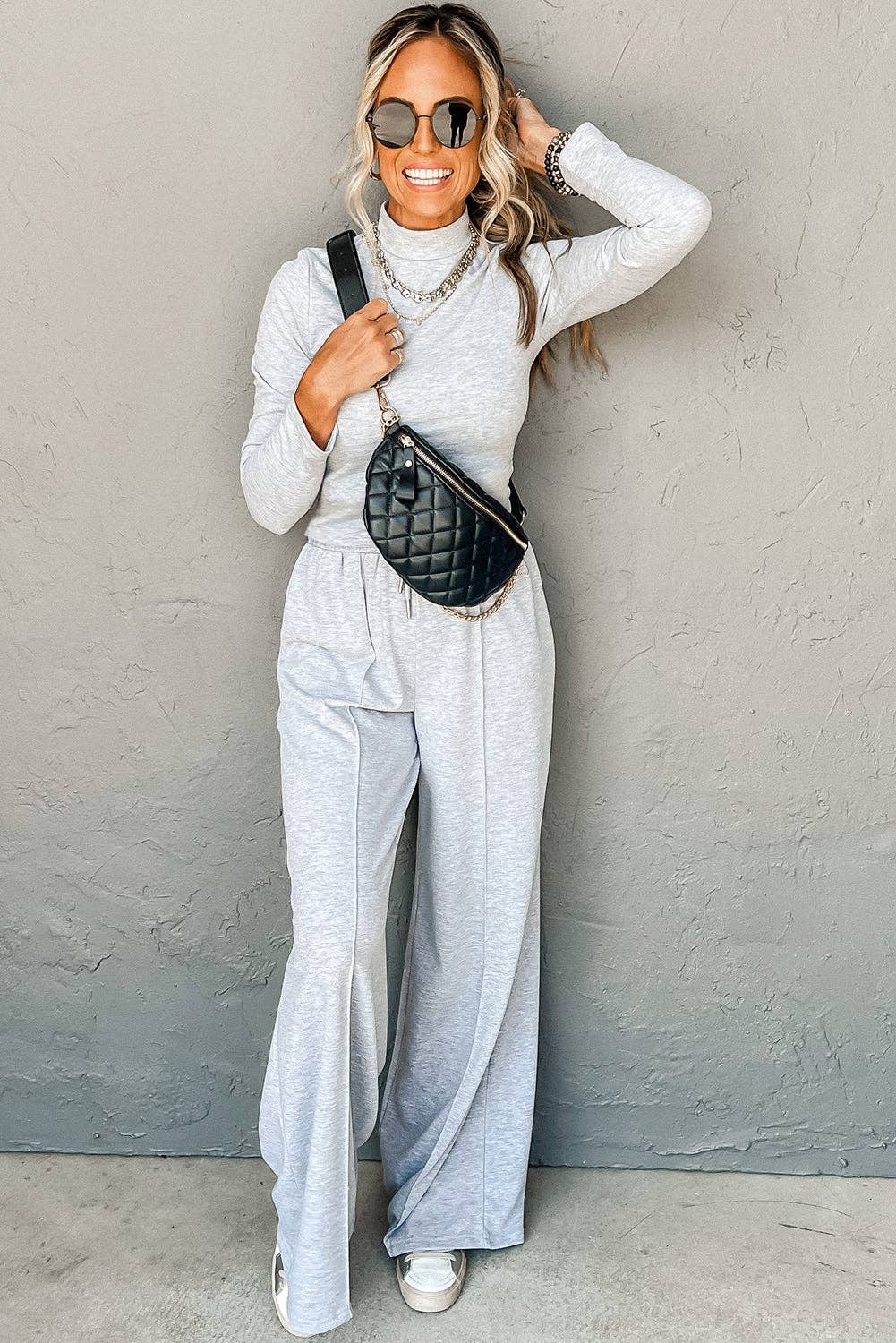 Lounge Long Sleeve Top & Wide Leg Pants Set
