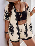 Elegant Printed Women’s Short Pantsuit