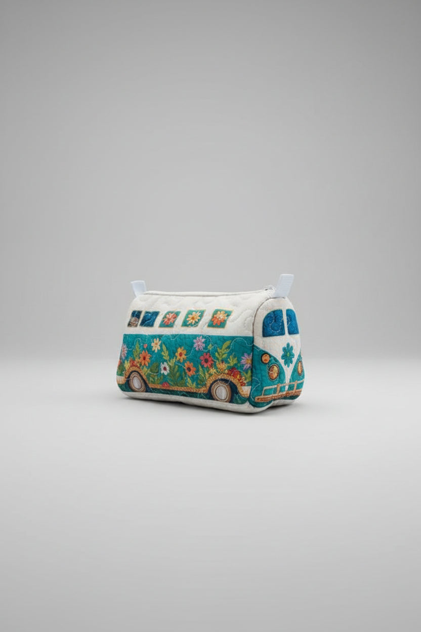 Flower Bus Quilted Makeup Bags