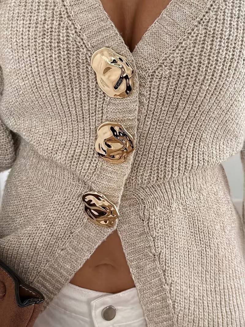 Women’s Short Sleeve V-Neck Button-Up Cardigan