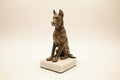 Sitting Dog Statue on Marble Base