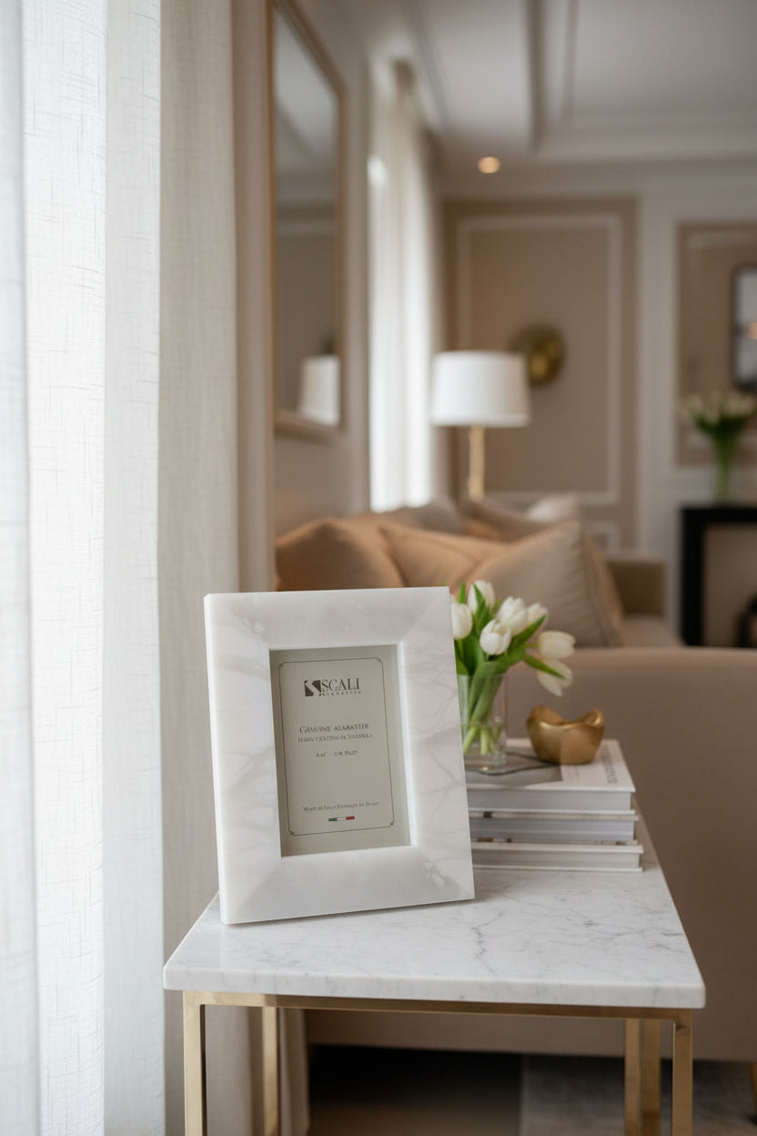 White Marble Stone Picture Frame | 4x6"