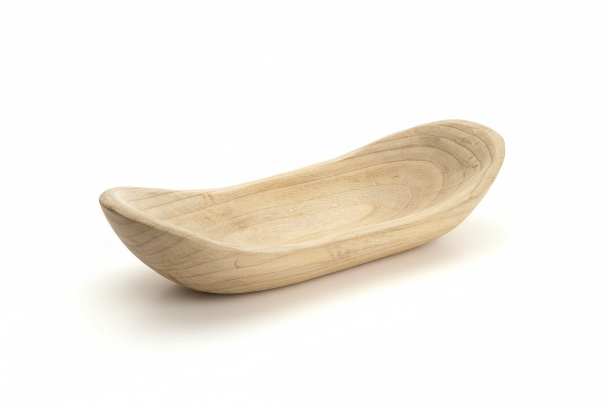 Wooden Boat-Shaped Fruit Platters