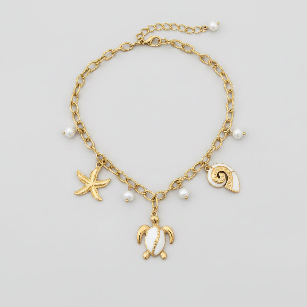 Stainless Steel Tortoise Starfish Conch Necklace