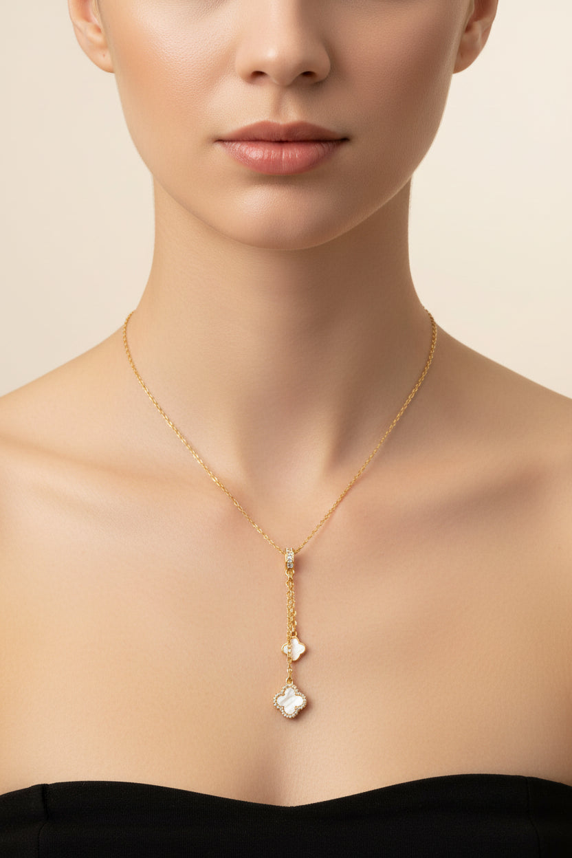 Double Clover Hanging Necklaces