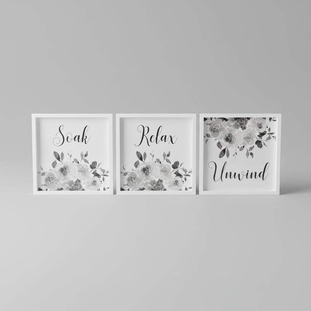 Soak Relax Unwind | Set of 3 Decorative Sign