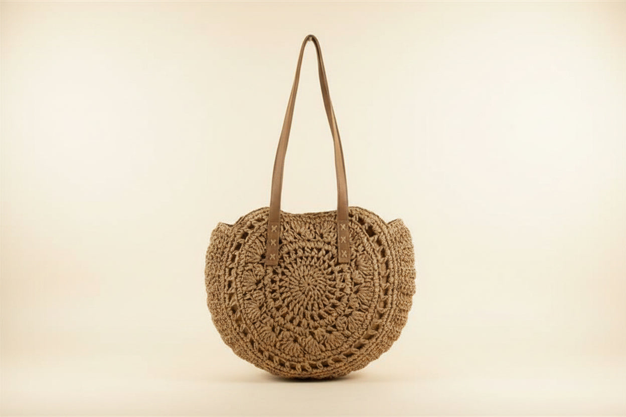 Straw Woven Beach Tote Bag