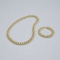 Iced Out Cuban Link Necklace and Bracelet Set – Rhinestone Hip Hop Jewelry | Unisex