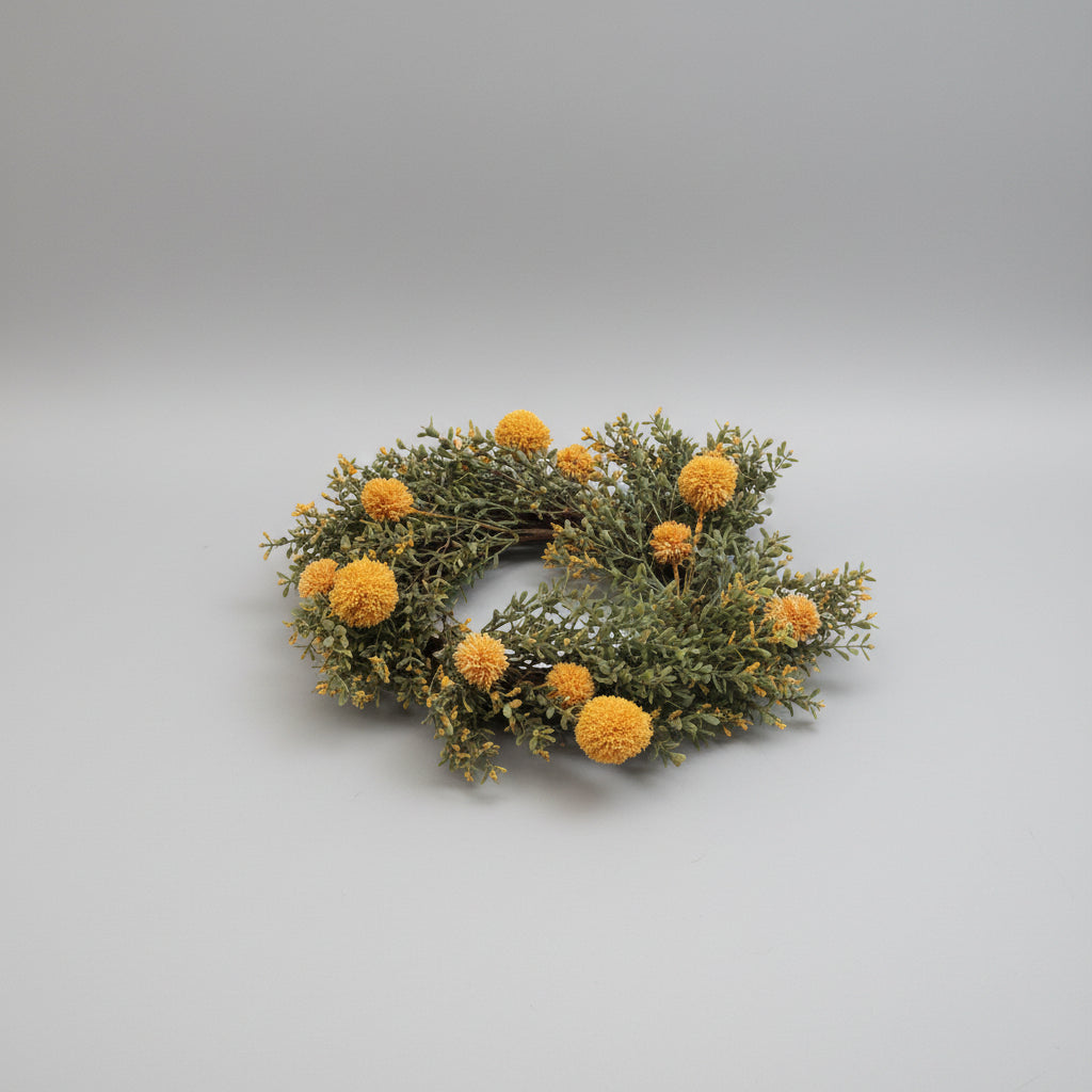 Yellow Billy Buttons Candle Ring