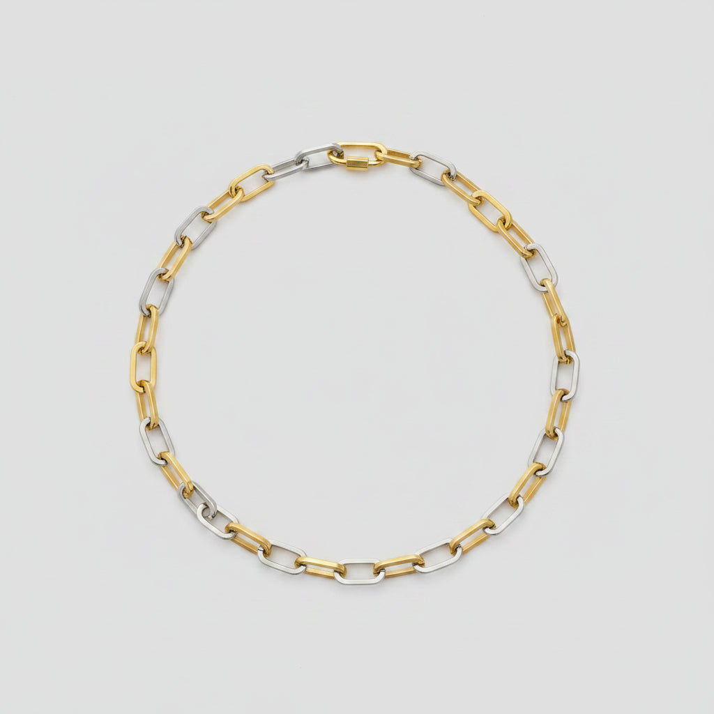 Gold Plated Stainless Steel Paper Clip Necklace