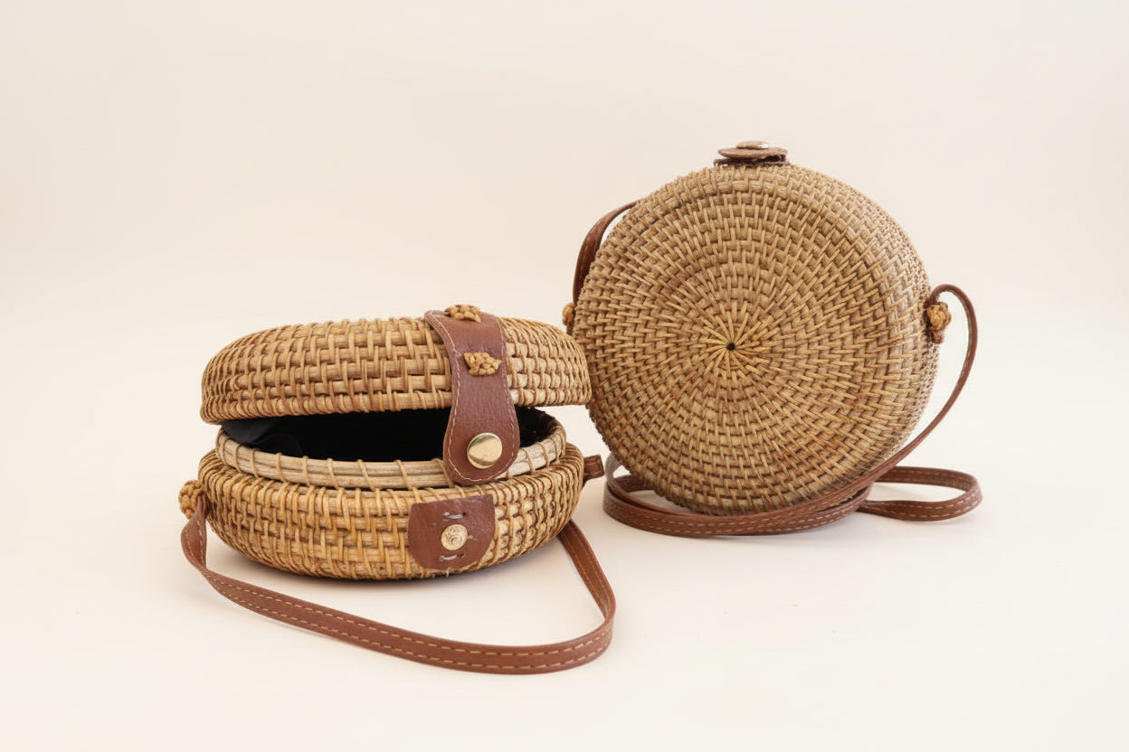 Natural Rattan Woven Shoulder Bags