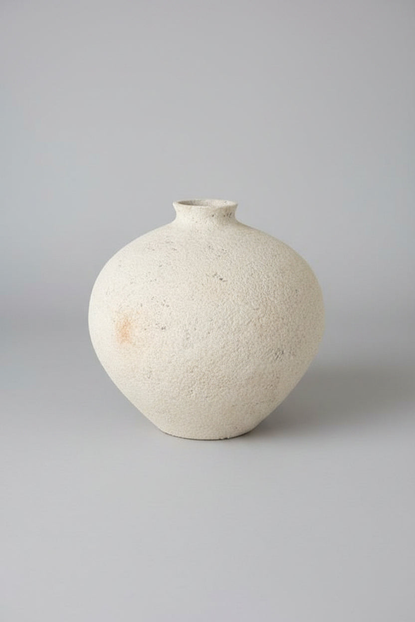 Beige Texture Round Moon Vase
