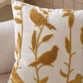 Bird Embroidered Decorative Pillow