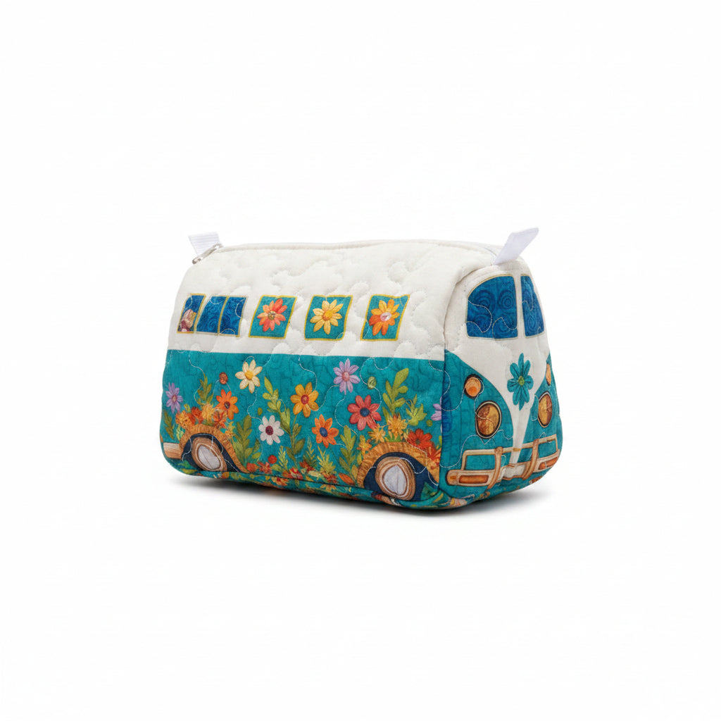 Flower Bus Quilted Makeup Bags