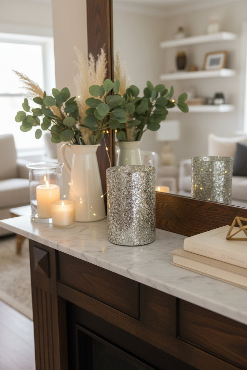Silver Crackled Vase