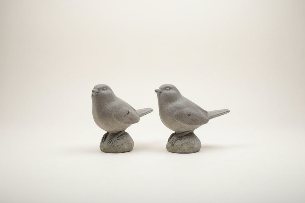 Cement Finished Birds | Set of 2