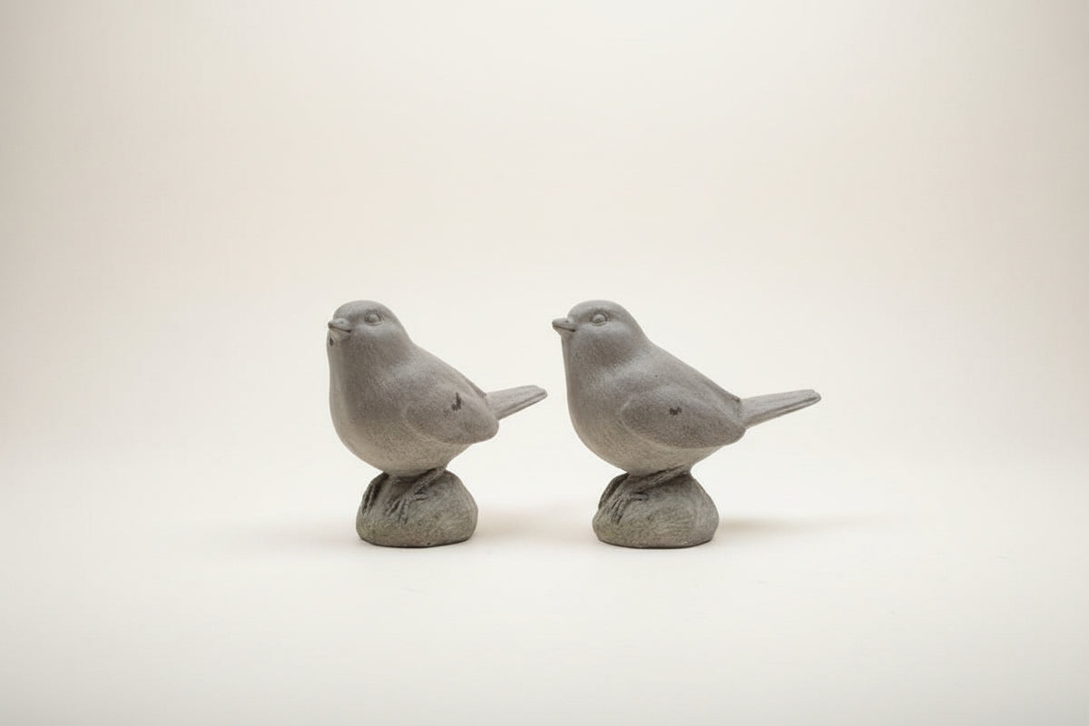 Cement Finished Birds | Set of 2